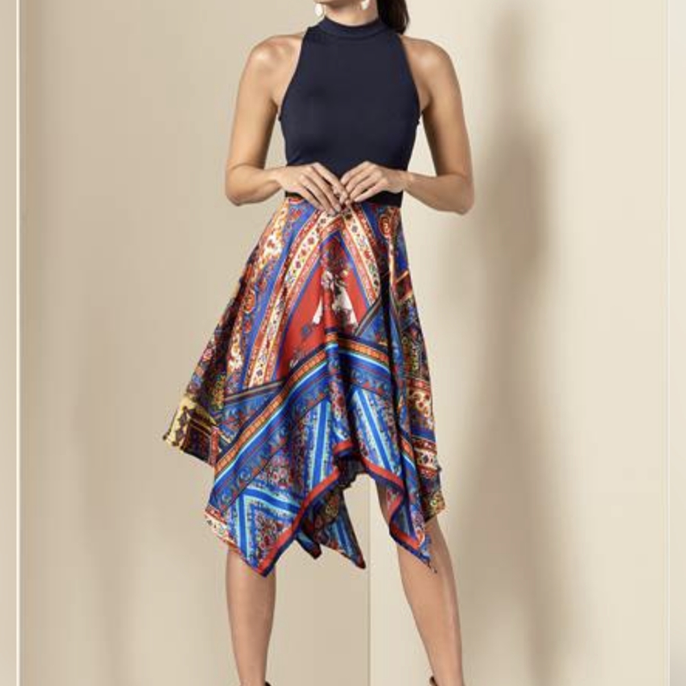 NBW, Handkerchief dress , Venus (brand), M, Navy Blue